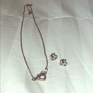 Sterling silver heart necklace and earrings set